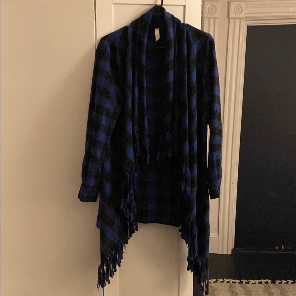 F21 - Plaid Fringe Cardigan